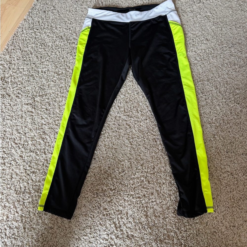 Women's Black and Yellow Athletic Pants